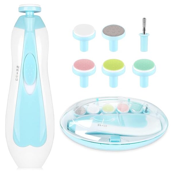 Nubabby Electric Nail File Drill For Baby No Sharp Claws Hurt, 6 In 1 Safety Cutter Trimmer For Toes And (Blue)