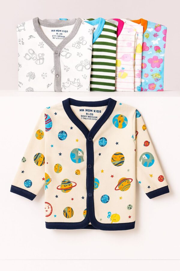 6PCS PACK full sleeve baby zabla -press button& interlock finish | soft cotton comfort
